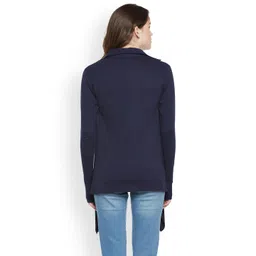 Hypernation Women Navy Blue Shrug image 5