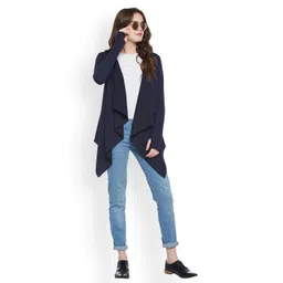 Hypernation Women Navy Blue Shrug image 2