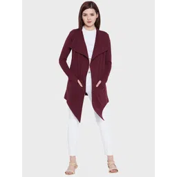 Hypernation Women Pure Cotton Solid Longline Shrug image 1