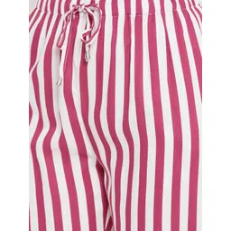 Hypernation Women Red & White Striped Lounge Pants image 3