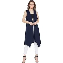 hypernation Women's Cotton Shrug (Navy Blue;)-picture-10