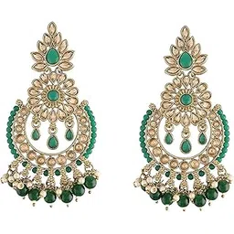 i jewels 18k Gold Plated Chandbali Kundan Studded & Beaded Earrings for Women (E4001)-picture-37