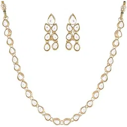 i jewels 18K Gold Plated Intricately Handcrafted Jewellery Set Glided With Uncut Polki Kundans For Women (IJ283W)-picture-23