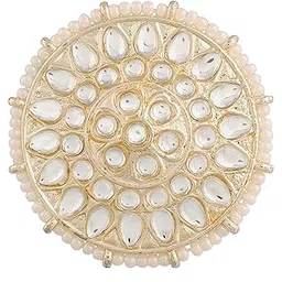 i jewels 18k Gold Plated Traditional Kundan & Pearl Studded Adjustable Finger Ring for Women (FL209)-picture-22