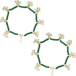 i jewels Gold Plated Adjustable Pearl Beads Payal Anklets Jewellery for Women-picture-45