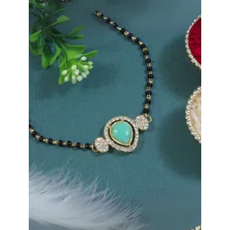 I Jewels Gold-Plated Artificial Stones Studded Mangalsutra Bracelet-picture-33