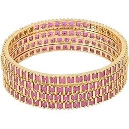 i jewels Gold Plated Brass Bangles Encased With CZ American Diamonds For Women/Girls (ADB313Q) (Set of 4)-picture-48