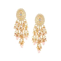 I Jewels Gold Plated Kundan Studded Contemporary Drop Earrings-picture-33