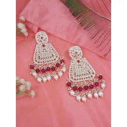 I Jewels Gold-Plated Pearls Beaded Contemporary Chandbali Earrings-picture-21