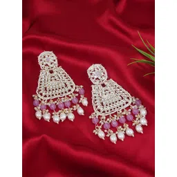 I Jewels Gold-Plated Pearls Beaded Contemporary Chandbali Earrings-picture-40