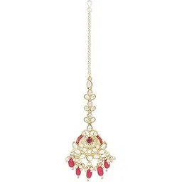 i jewels Gold Plated Traditional Kundan Pearl Maang Tikka for Women and Girls (T3019Q)-picture-54