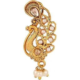 i jewels Gold Plated Traditional Non Piercing Maharashtrian Pearl Nath For Women-picture-50