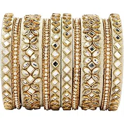 i jewels Gold Plated Traditional Silk Thread Embellishments Bangles Chuda Bangle Set for Bridal/Women-picture-37