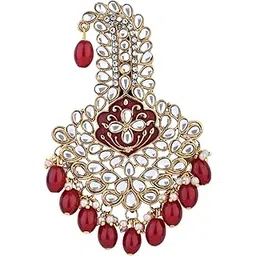 i jewels Gold Plated Traditional Stone Pearl Drop Safa Kalangi Brooch for Groom/Men/Dulha Pagadi-picture-50