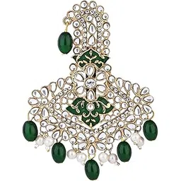 i jewels Gold Plated Traditional Stone Pearl Drop Safa Kalangi Brooch for Groom/Men/Dulha Pagadi-picture-45