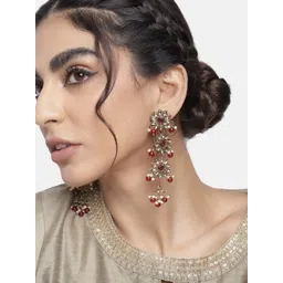 I Jewels Maroon & Gold-Toned Classic Drop Earrings-picture-14