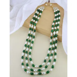 I Jewels Men Gold-Plated Stone Studded & Beaded Layered Necklace-picture-32