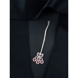 I Jewels Rose Gold-Plated AD-Studded Maang Tikka-picture-35