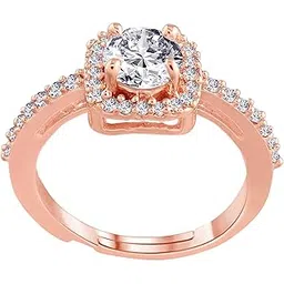 i jewels Rose Gold Plated Valentines Special Elegant Classy CZ Crystal Adjustable Designer Finger Ring for Women and Girls-picture-16