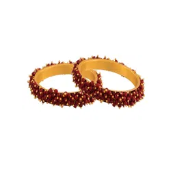 I Jewels Set Of 2 Maroon Gold-Plated Classic Bangles-picture-22