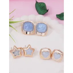 I Jewels Set Of 3 Artificial Stones Studded Star Shaped Studs-picture-27