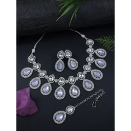 I Jewels Silver-Plated Stone Studded Jewellery Set-picture-31