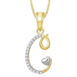 i jewels Stone C' Alphabet Pendant With Heart For Men & Women (C00C-1), Gold-picture-27