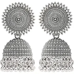 i jewels Traditional Lightweight Ethnic Jhumka Earrings Combo For Women-picture-10