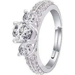 i jewels Valentines Special Rose Gold & Silver Plated Elegant CZ American Diamond Sparkling Adjustable Finger Ring For Women (FL177-1)-picture-15