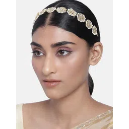 I Jewels Women White & Gold-Plated Kundan-Studded Sheeshphool-picture-32