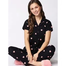 I like me Women Black & Pink Printed Night suit-picture-23