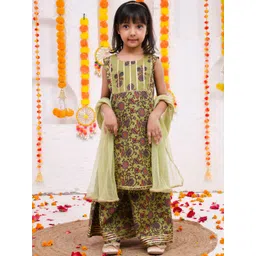 i love legacy Girls Floral Printed Regular Pure Cotton Kurta with Palazzos & With Dupatta-picture-36