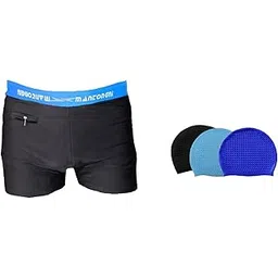 i-swim MENS COSTUME IS-5248 BLACK ROYAL MANTONGNI SIZE FREE SIZE WITH 100% SILICONE SWIMMING CAP BIG DIMPLE BLUE-picture-35