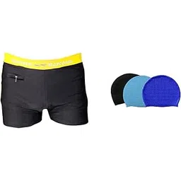 i-swim MENS COSTUME IS-5248 BLACK YELLOW MANTONGNI SIZE FREE SIZE WITH 100% SILICONE SWIMMING CAP BIG DIMPLE BLUE-picture-32