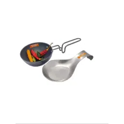 i WARE KkitchenCare 2 Pcs Stainless Steel Rest Holder Spoon &a; Spice Heating Tadka Pan Set-picture-12