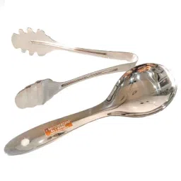 i WARE KkitchenCare 2 Pcs Stainless Steel Soup Server &a; Salad Tong Set-picture-21