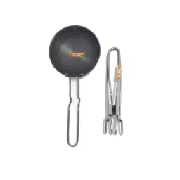 i WARE KkitchenCare 2 Pcs Stainless Steel Wire Tong &a; Spice Heating Tadka Pan Set-picture-13
