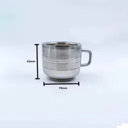 i WARE KkitchenCare 6 Pcs 90ml Stainless Steel Silver Double Wall Tea &a; Coffee Mug Set image 3