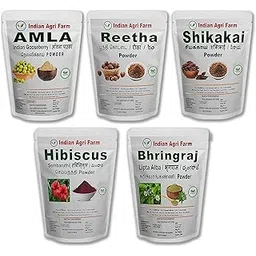 Iagrifarm Pack of 5 Amla, Reetha, Bhringraj, Shikakai, Hibiscus Powder / 250g each/Natural/Combo Pack-picture-42