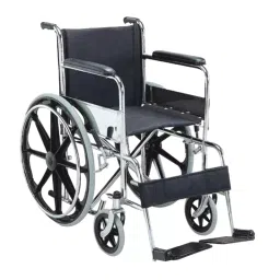 IB BASICS Stainless Steel Folding Wheel Chair with Fixed Arm & Footrest, 11057-picture-17