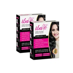 Iba Hair Colour Set of 2 100% Pure Henna Based Powder Sachet - Dark Coal, 70g-picture-37
