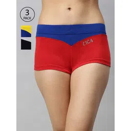 IC4 Women Pack Of 3 Mid-Rise Colourblocked Boyshort Briefs 0RBR-GN-YRB-1008P3-picture-32