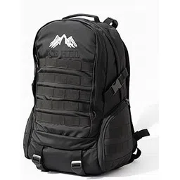ICE HILL Tactical Military Backpack, Black Nylon, MOLLE System, Outdoor Hiking Camping Daypack with Mountain Logo-picture-46