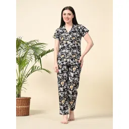 Ichaa Black Rayon Floral Short sleeves Night Suits-picture-25