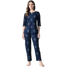 ichaa Women Women's Printed Cotton Night Wear Top and Bottom Night Suit Set-picture-34