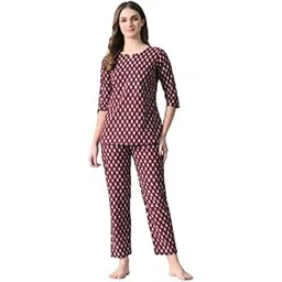 ichaa Women Women's Printed Cotton Night Wear Top and Bottom Night Suit Set-picture-38