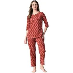 ichaa Women Women's Printed Cotton Night Wear Top and Bottom Night Suit Set-picture-35