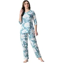 ichaa Women's Printed Rayon Night Wear Top and Bottom Night Suit Set-picture-28