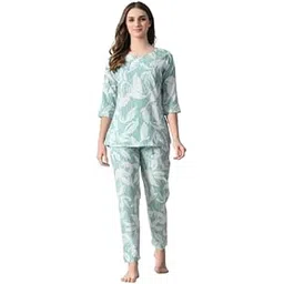 Ichaa Women's Printed Rayon Night Wear Top and Bottom Night Suit Set-picture-16