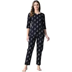 ichaa Women's Printed Rayon Night Wear Top and Bottom Night Suit Set-picture-30